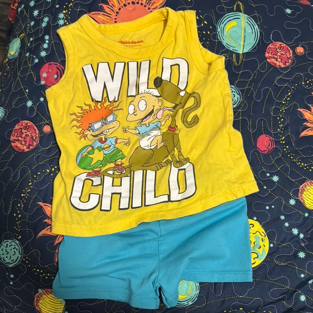 Nickelodeon Wild Child Yellow Tank and Blue Shorts Set